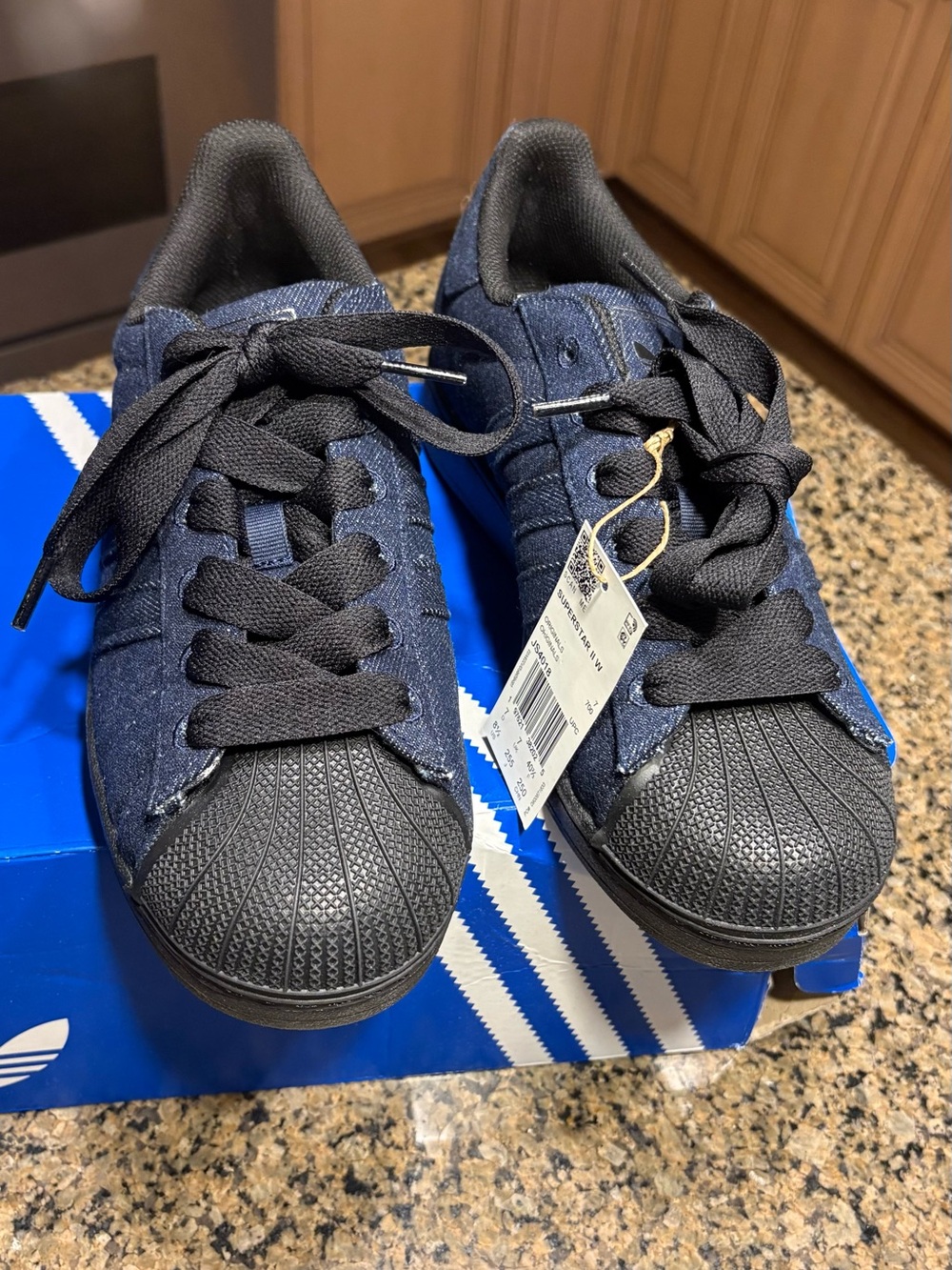 NWT- adidas Women's Superstar Sneakers - Navy and Black. 8.5